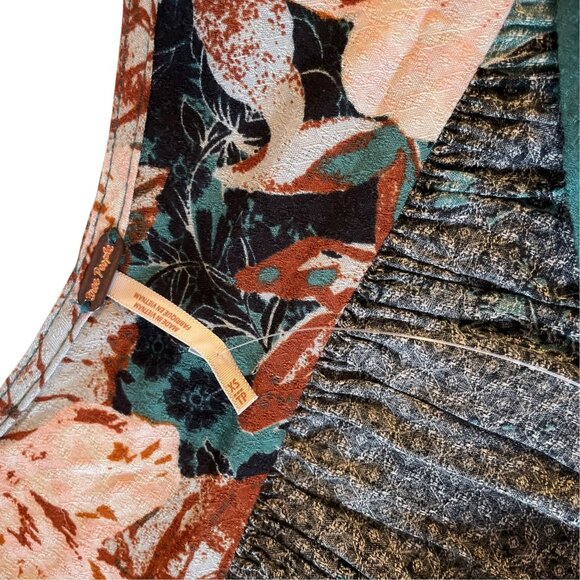 NWT Free People Mikayla Floral Printed Tunic Green Balsam Combo XS - Picture 5 of 8